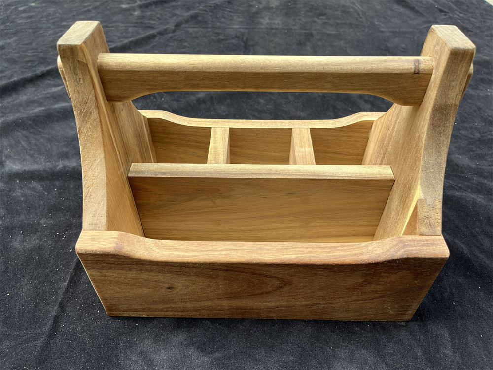 Acacia Wood Silverware Caddy with Handle